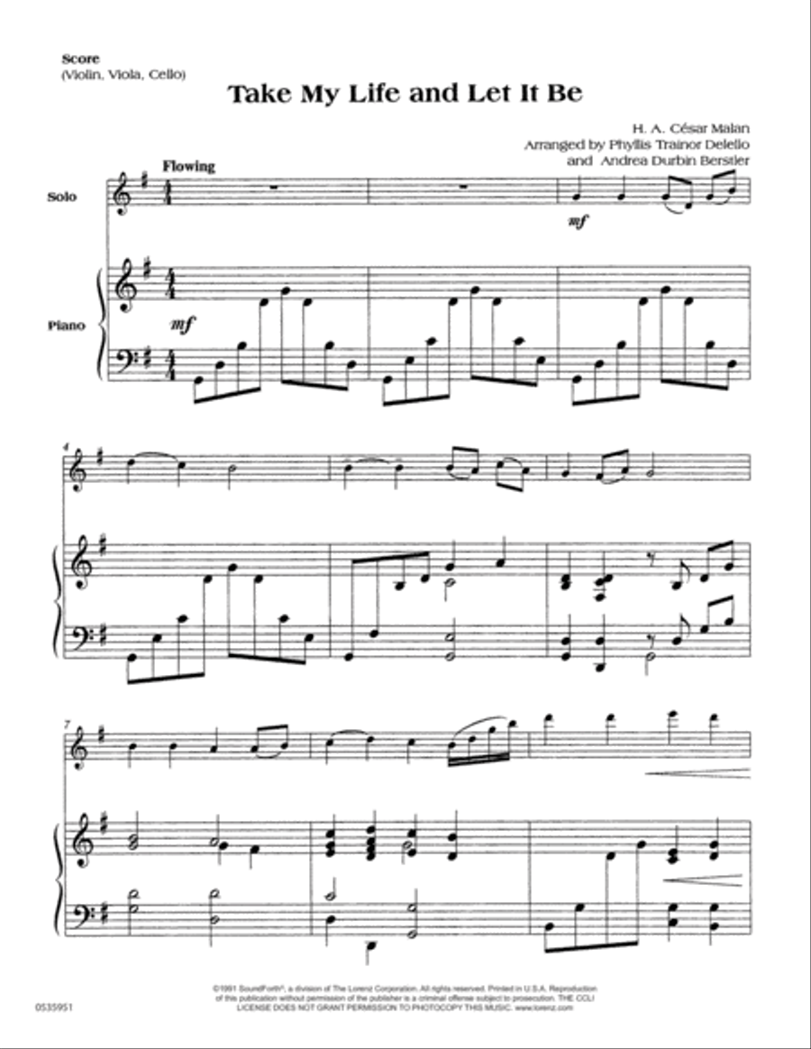 Take My Life and Let It Be - Viola Solo Piano scores gallery preview page 1