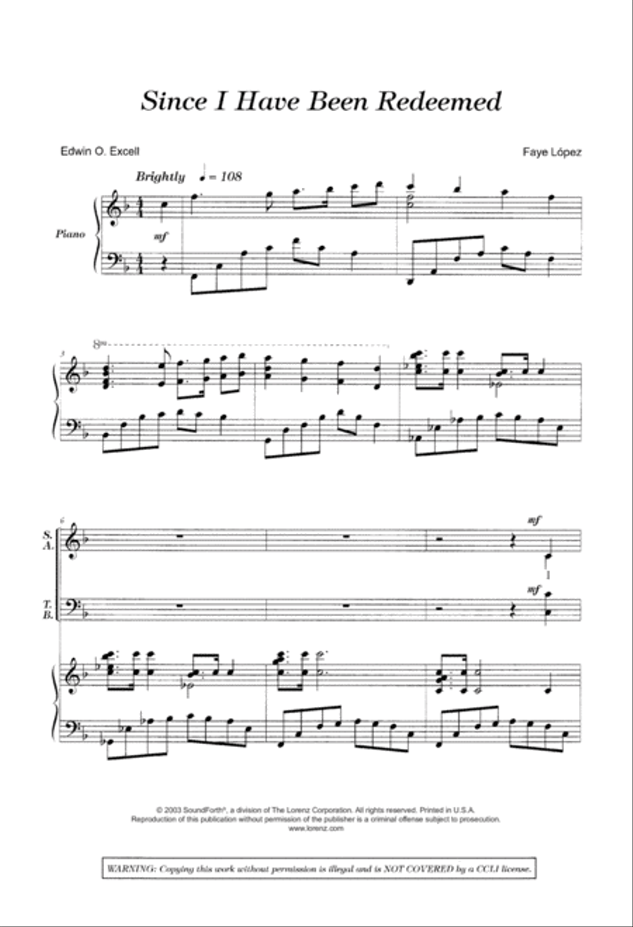 Since I Have Been Redeemed (Digital Download) 4-Part scores gallery preview page 3