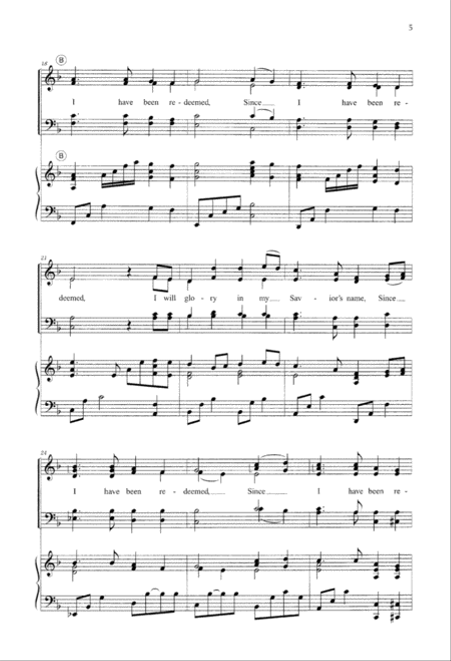 Since I Have Been Redeemed (Digital Download) 4-Part scores gallery preview page 5