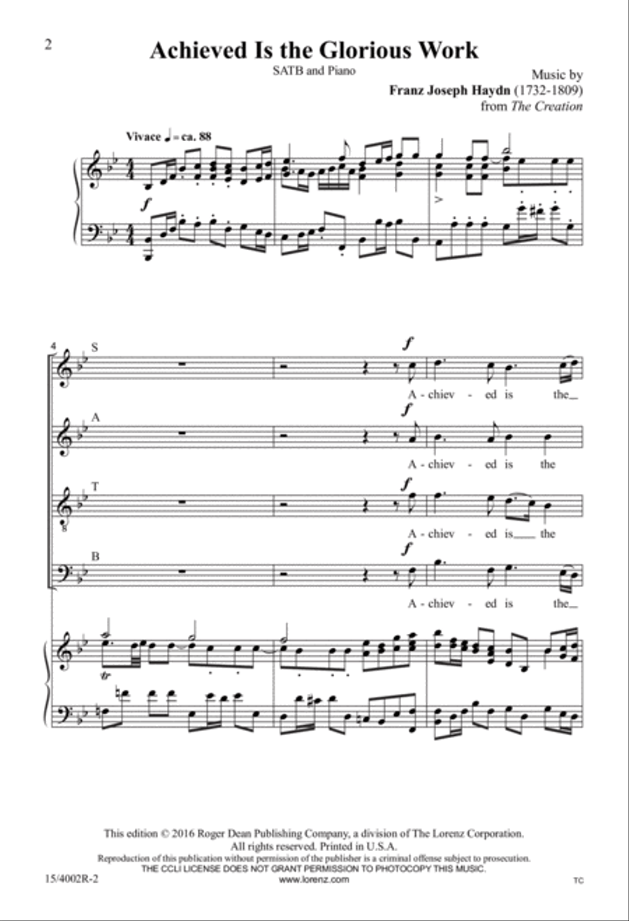 Achieved Is the Glorious Work (Digital Download) 4-Part scores gallery preview page 2