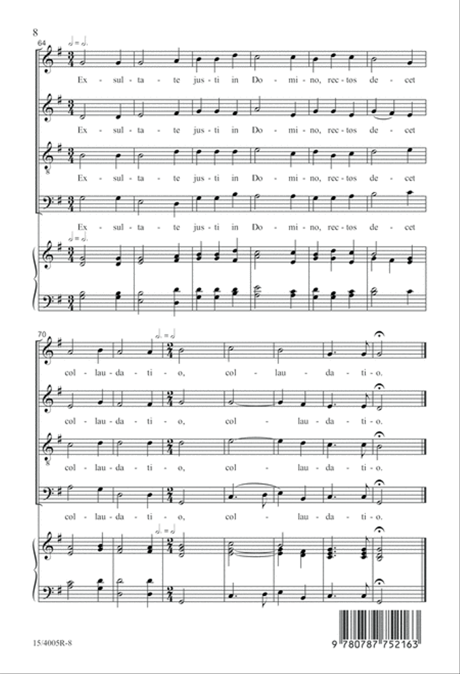 Exsultate Justi in Domino (Digital Download) 4-Part scores gallery preview page 8