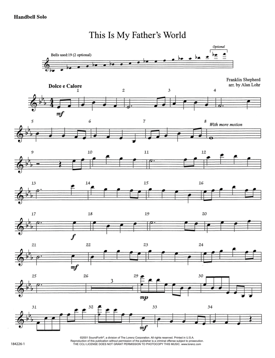 This Is My Father's World Piano Accompaniment scores gallery preview page 1