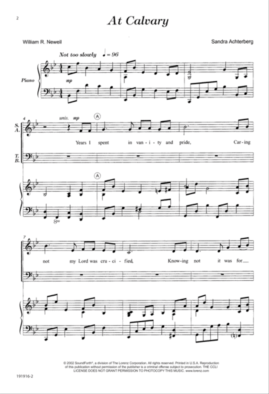 At Calvary (Digital Download) 4-Part scores gallery preview page 2