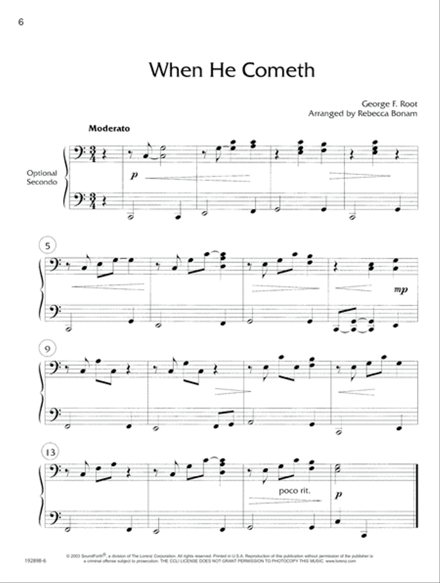 When He Cometh (Digital Download) Easy Piano scores gallery preview page 6