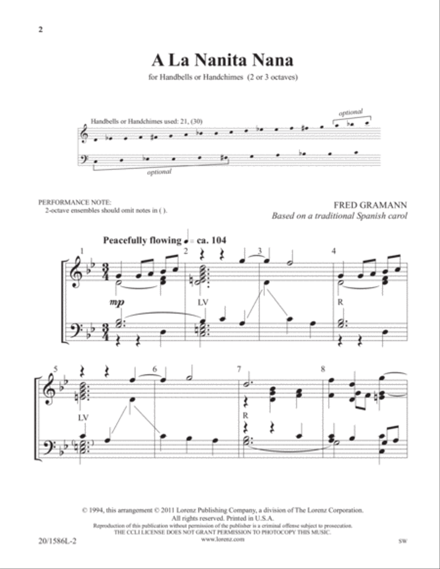 A La Nanita Nana (Digital Download) 3-Octaves scores gallery preview page 1