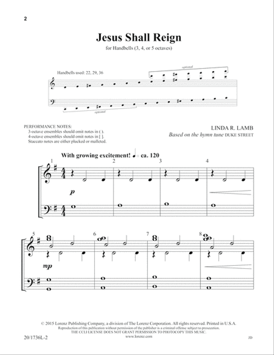 Jesus Shall Reign (Digital Download) 5-Octaves scores gallery preview page 2