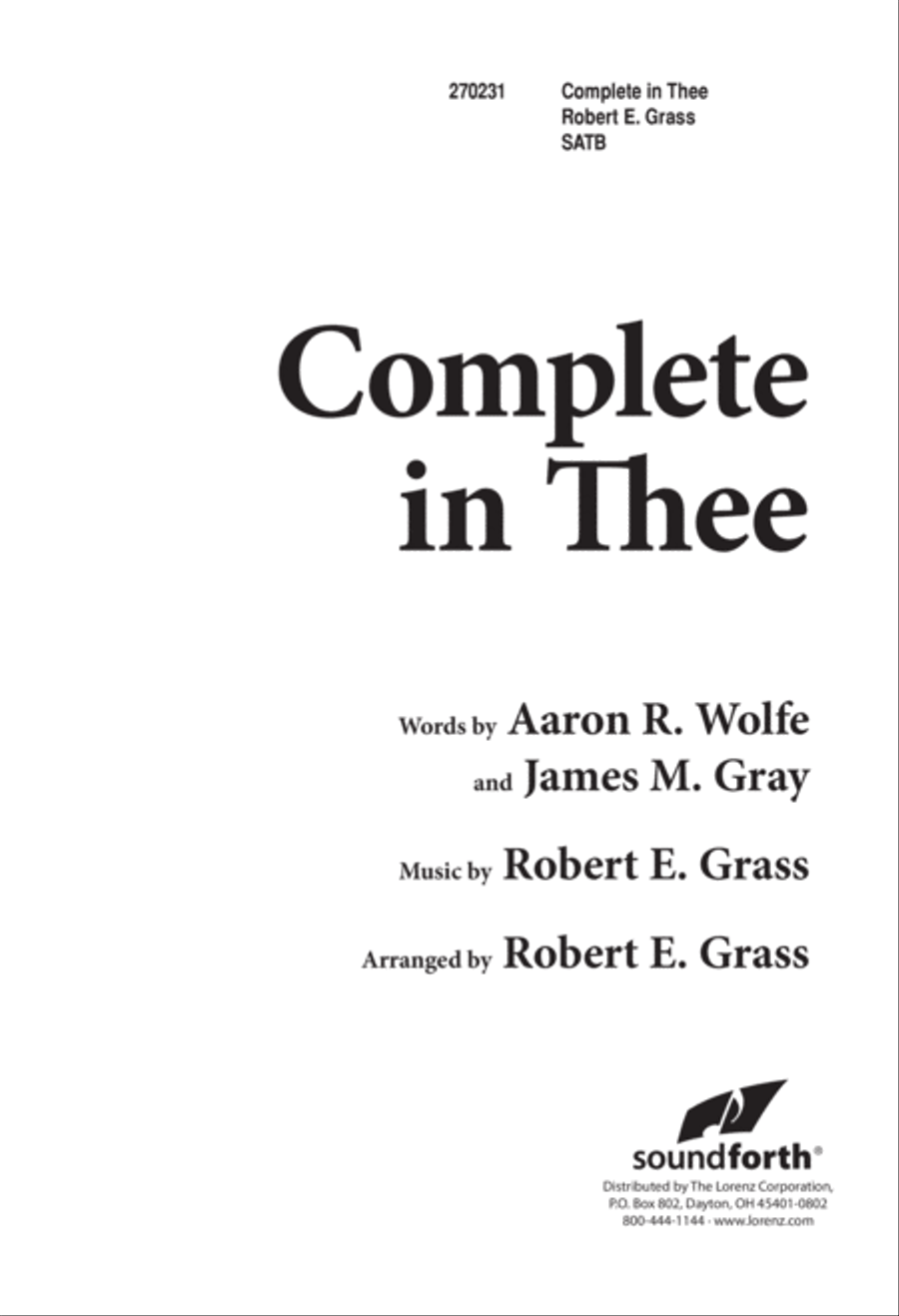 Complete in Thee (Digital Download) 4-Part scores gallery preview page 1