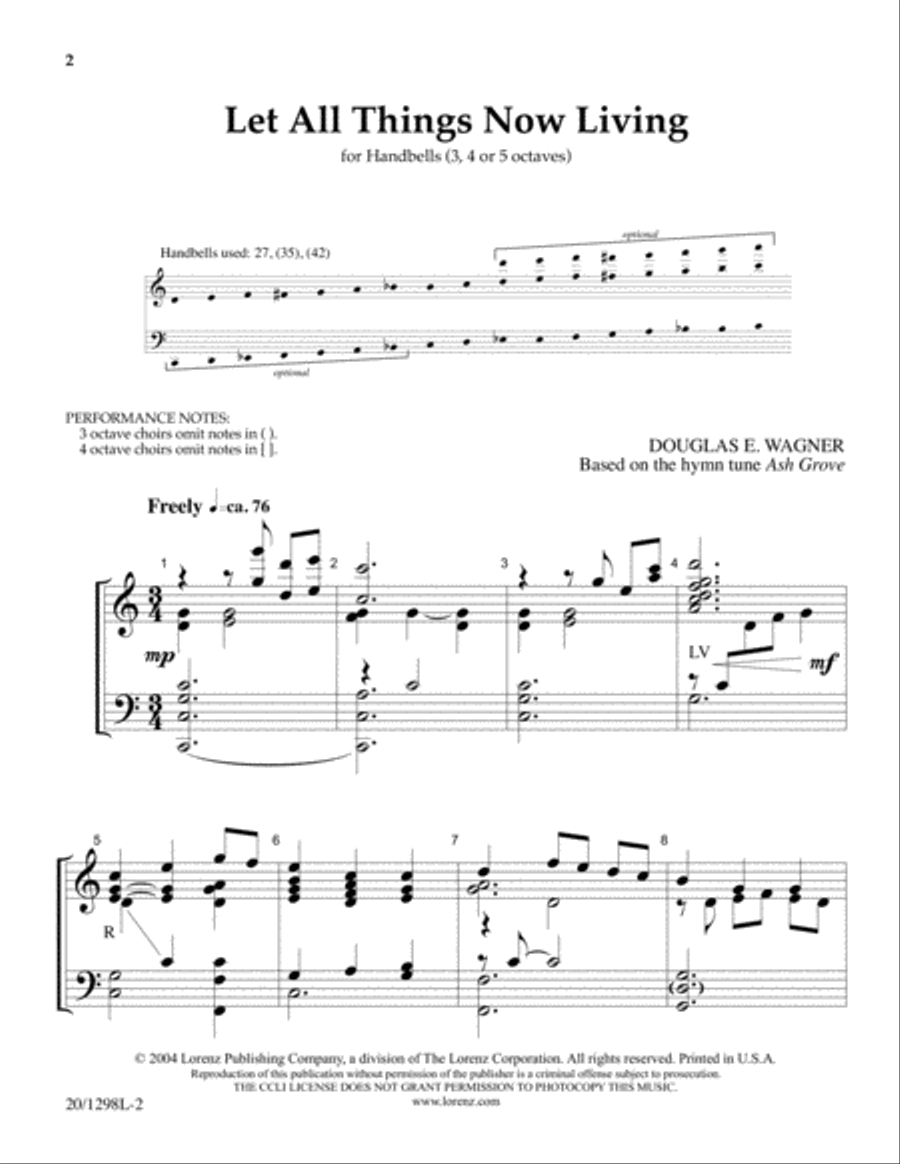 Let All Things Now Living (Digital Download) 5-Octaves scores gallery preview page 1