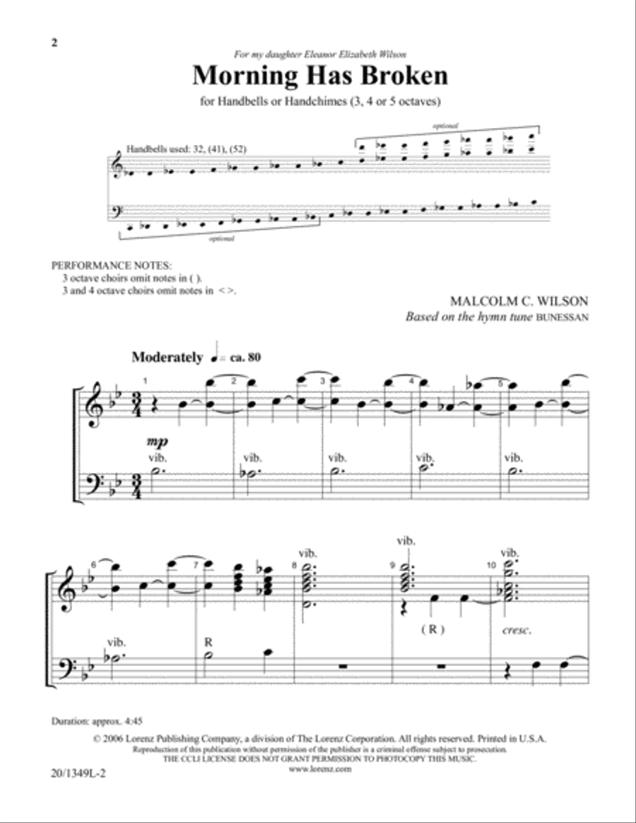 Morning Has Broken (Digital Download) 5-Octaves scores gallery preview page 2