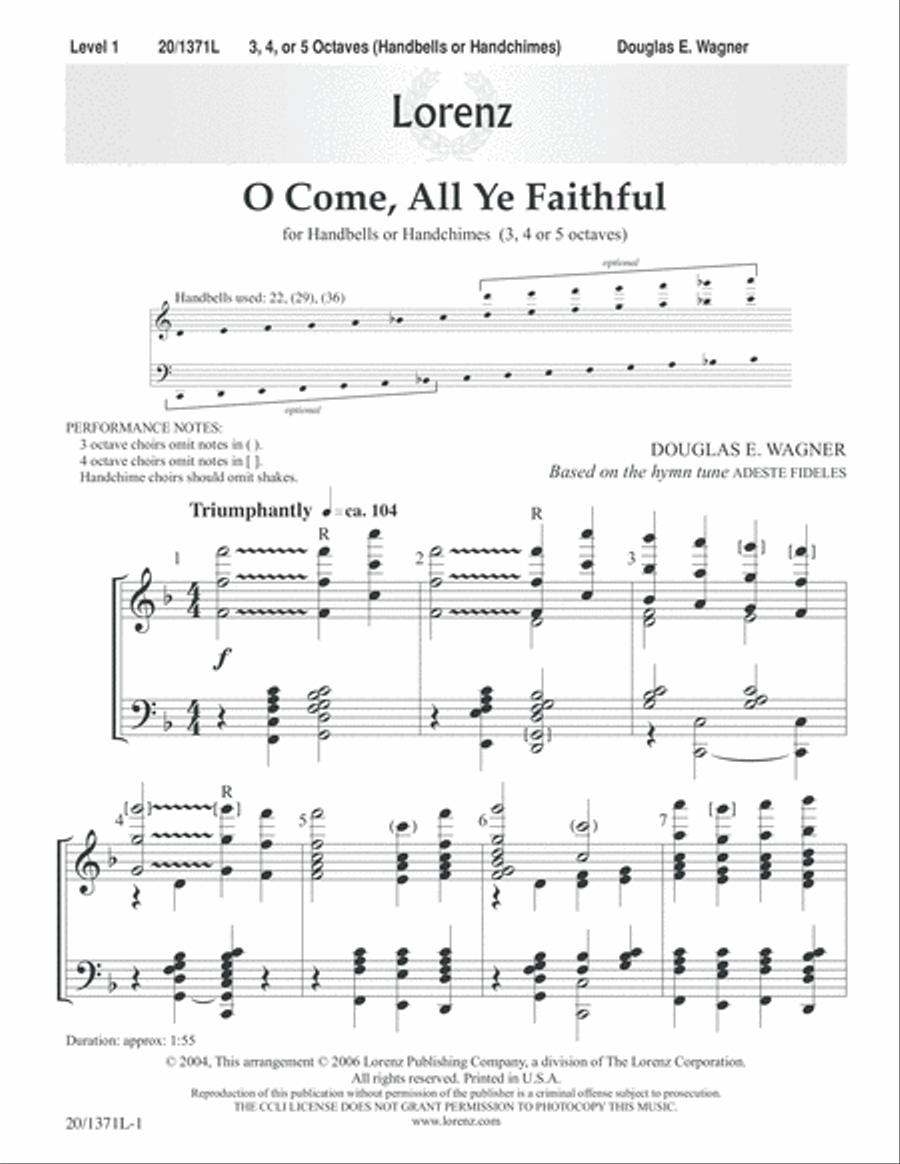 O Come, All Ye Faithful (Digital Download) 5-Octaves scores gallery preview page 1