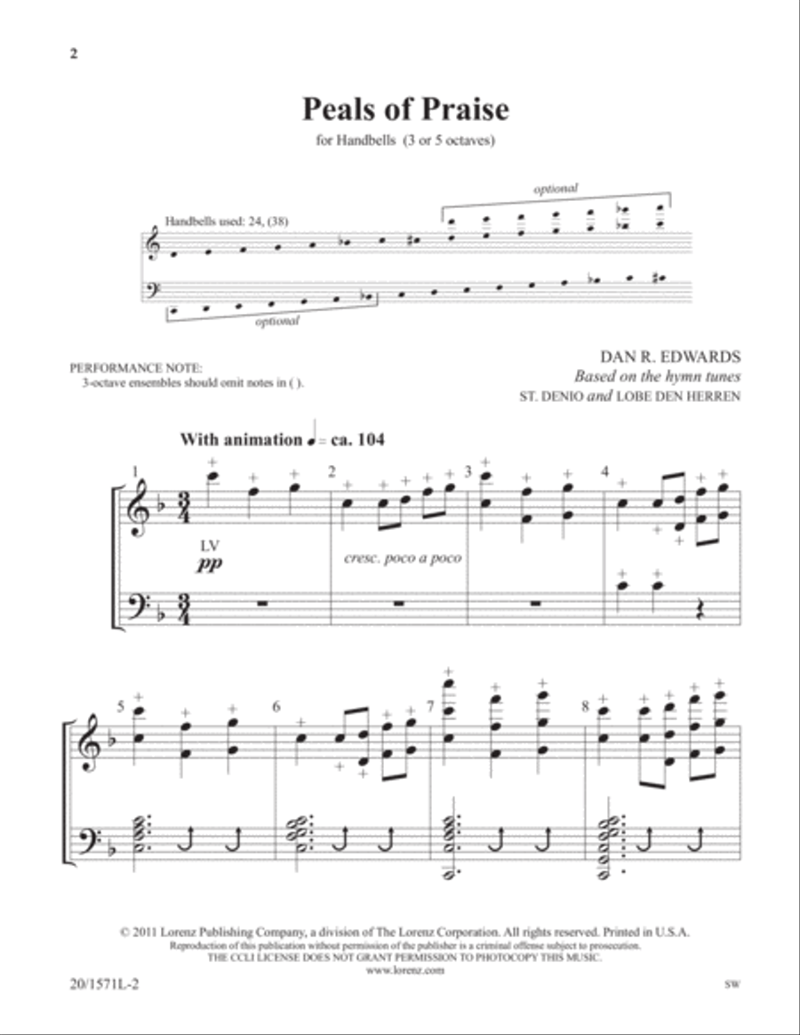 Peals of Praise (Digital Download) 3-Octaves scores gallery preview page 1