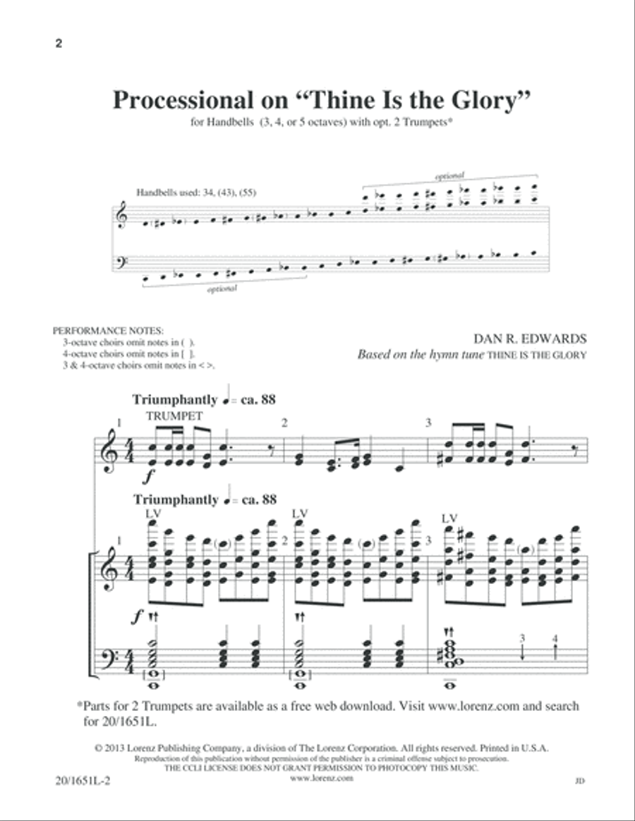 Processional on Thine Is the Glory (Digital Download) 5-Octaves scores gallery preview page 2