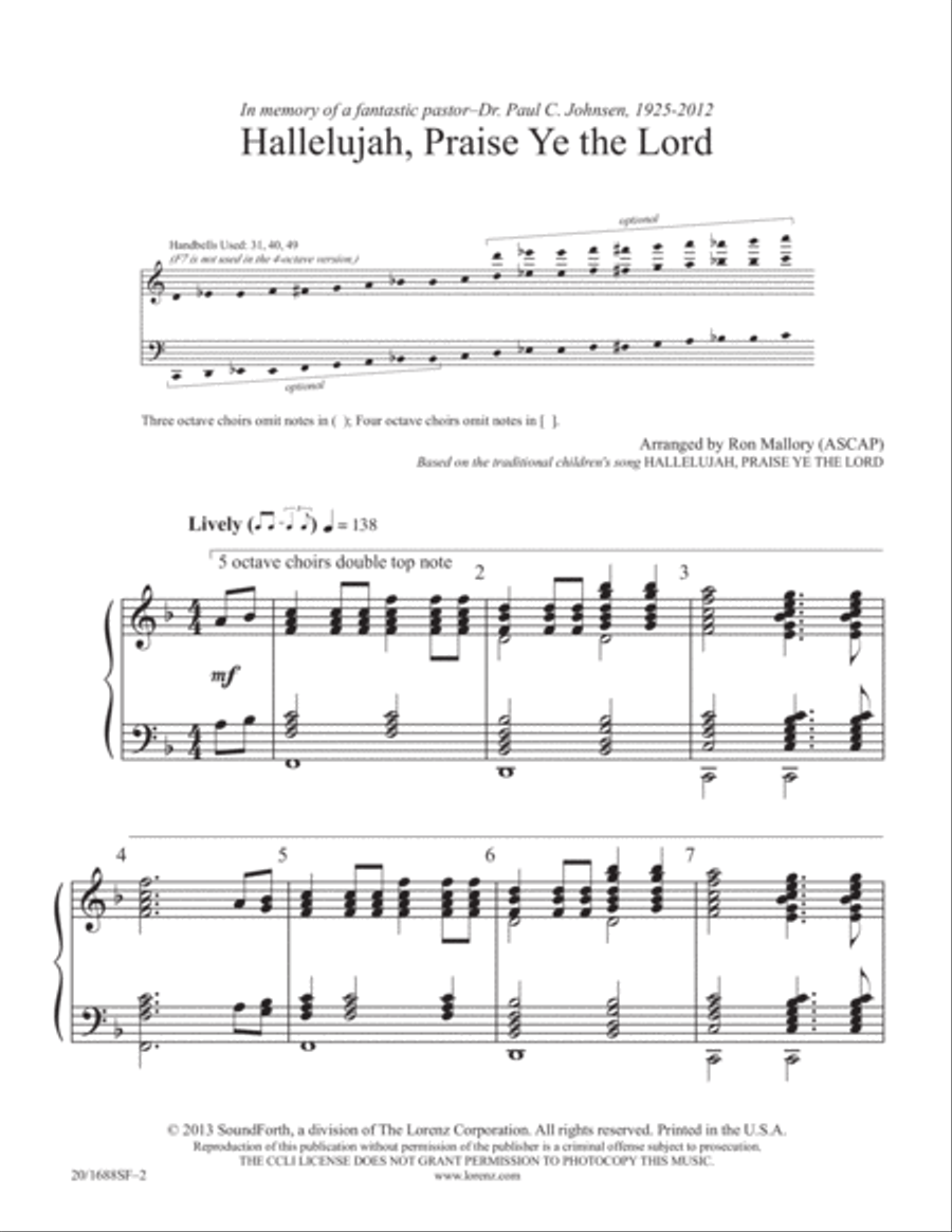 Hallelujah, Praise Ye the Lord (Digital Download) 5-Octaves scores gallery preview page 2