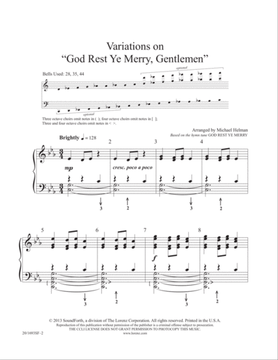 Variations on God Rest Ye Merry, Gentlemen (Digital Download) 5-Octaves scores gallery preview page 2