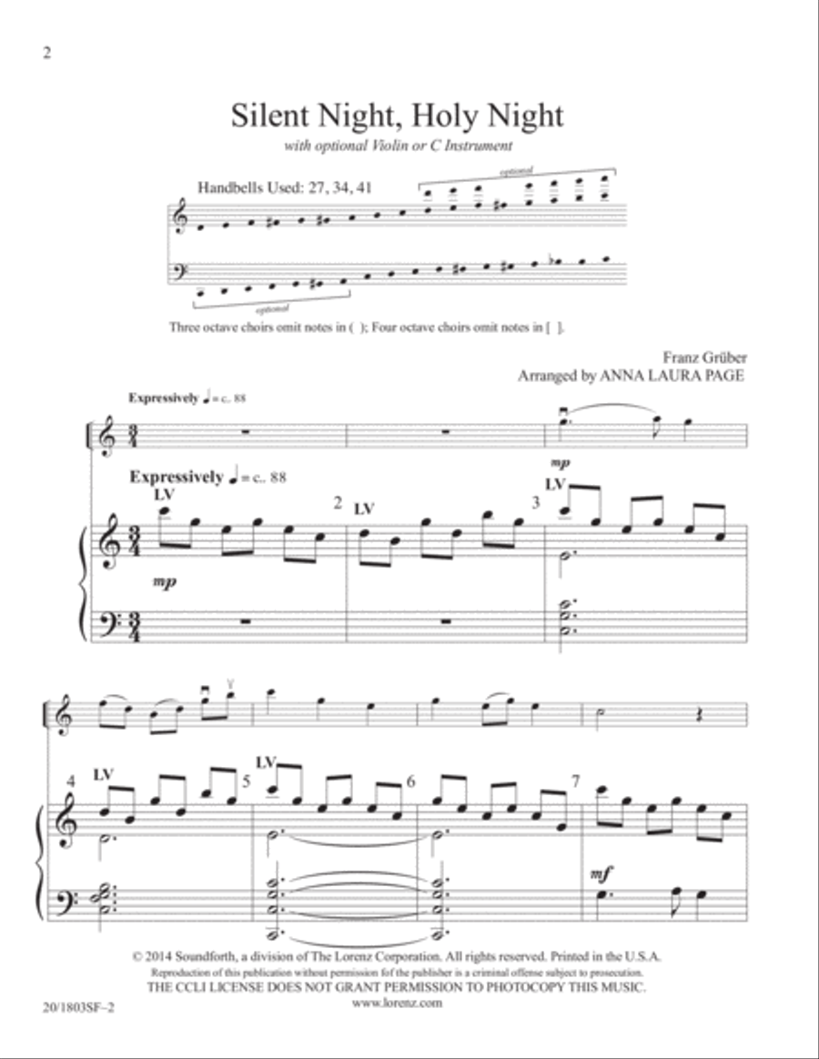 Silent Night, Holy Night (Digital Download) 5-Octaves scores gallery preview page 2