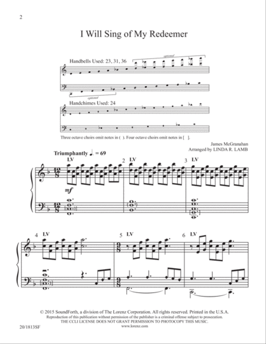 I Will Sing of My Redeemer (Digital Download) 5-Octaves scores gallery preview page 2