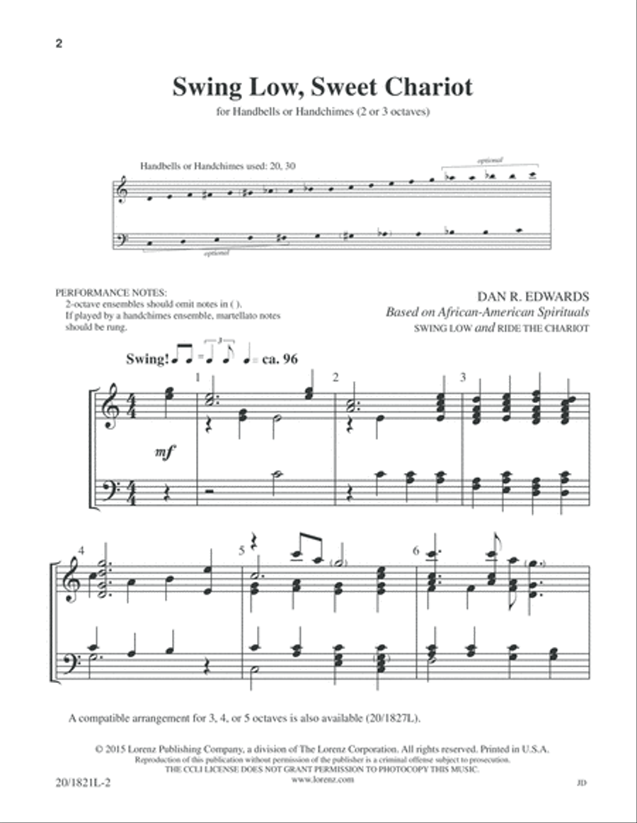 Swing Low, Sweet Chariot (Digital Download) 3-Octaves scores gallery preview page 2
