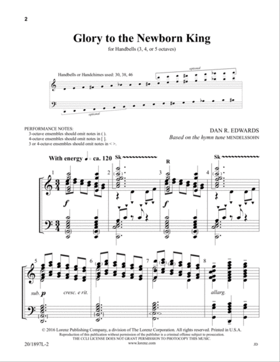 Glory to the Newborn King (Digital Download) 5-Octaves scores gallery preview page 2