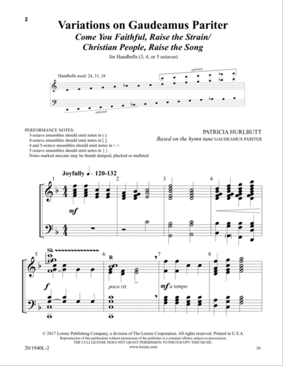 Variations on Gaudeamus Pariter (Digital Download) 5-Octaves scores gallery preview page 2