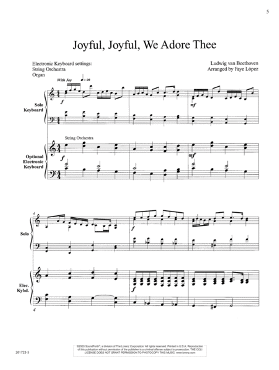 Joyful, We Adore Thee (Digital Download) Electronic Keyboard scores gallery preview page 5
