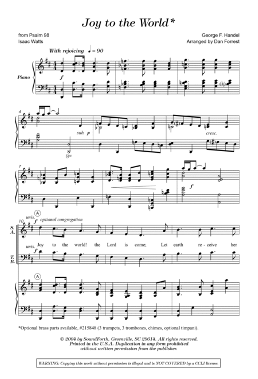 Joy to the World (Digital Download) 4-Part scores gallery preview page 2