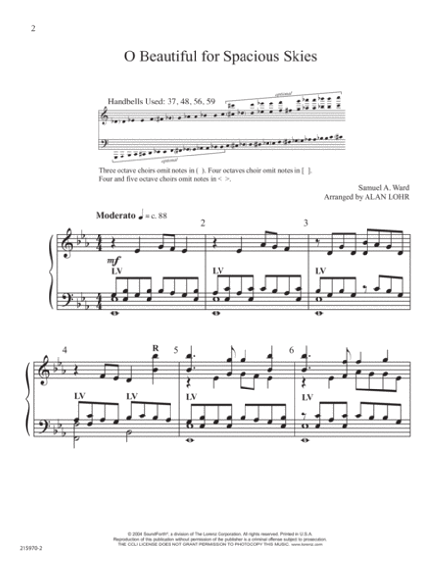 O Beautiful for Spacious Skies 5-Octaves scores gallery preview page 2