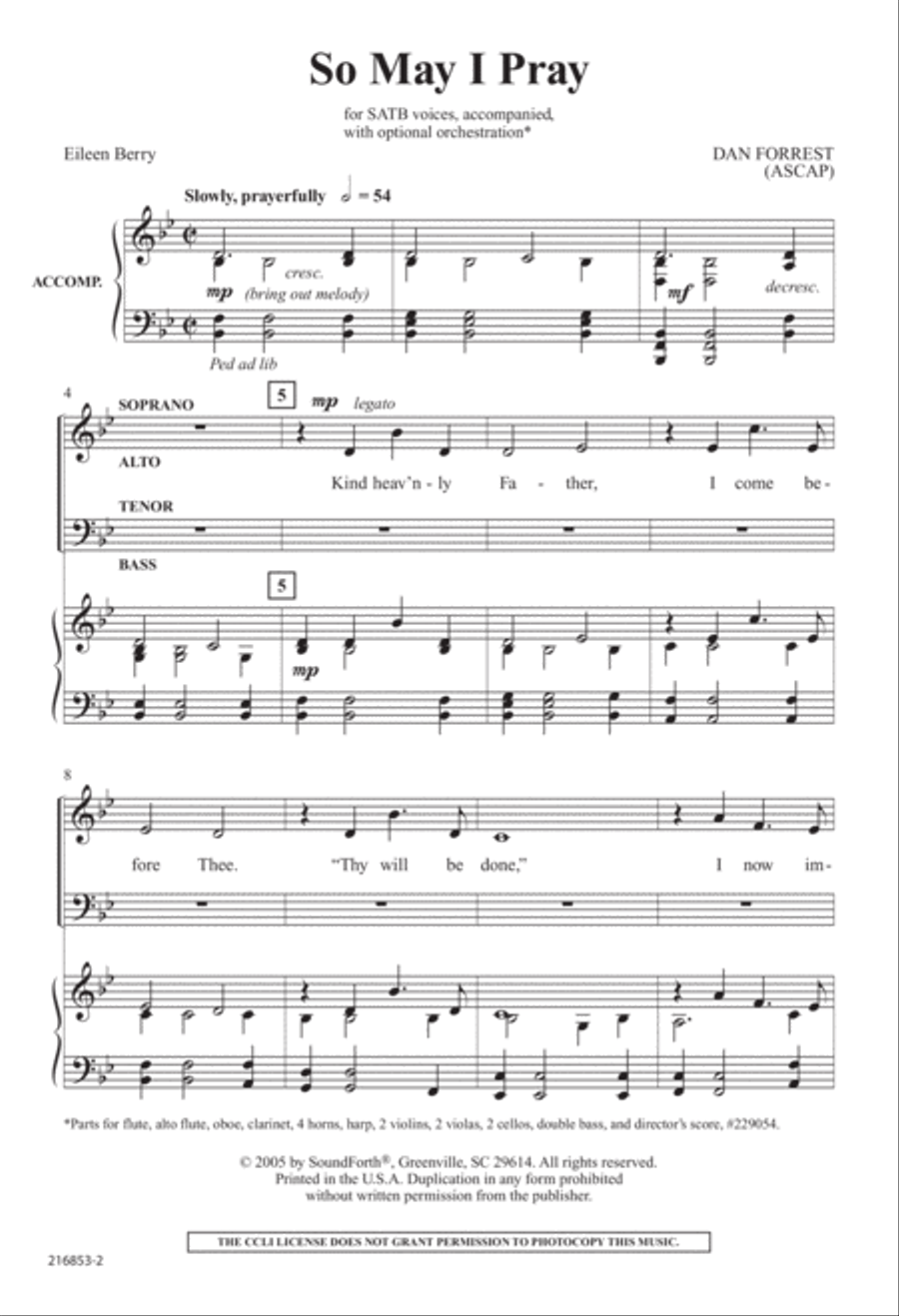 So May I Pray (Digital Download) 4-Part scores gallery preview page 2