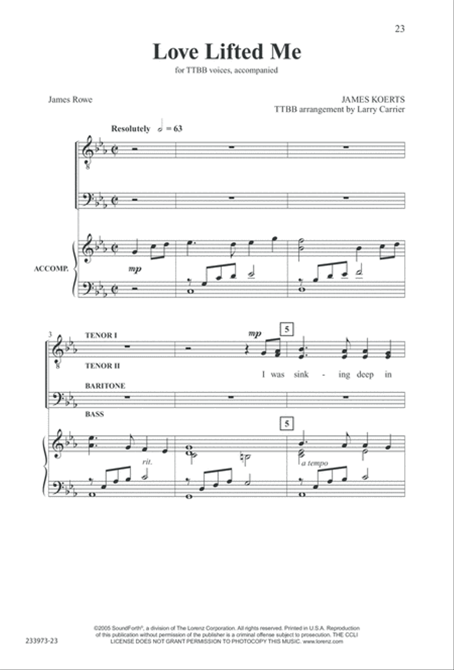 Love Lifted Me (Digital Download) TTBB scores gallery preview page 26