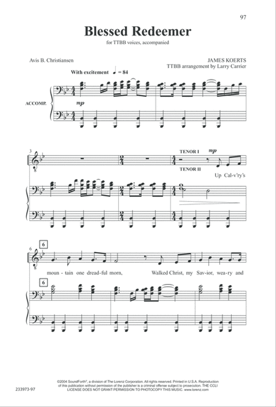 Love Lifted Me (Digital Download) TTBB scores gallery preview page 100