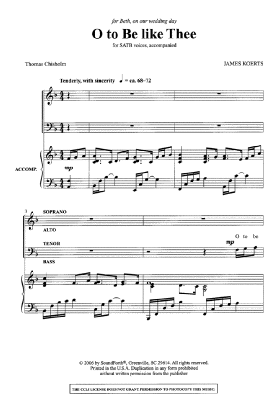 O to Be Like Thee (Digital Download) 4-Part scores gallery preview page 2
