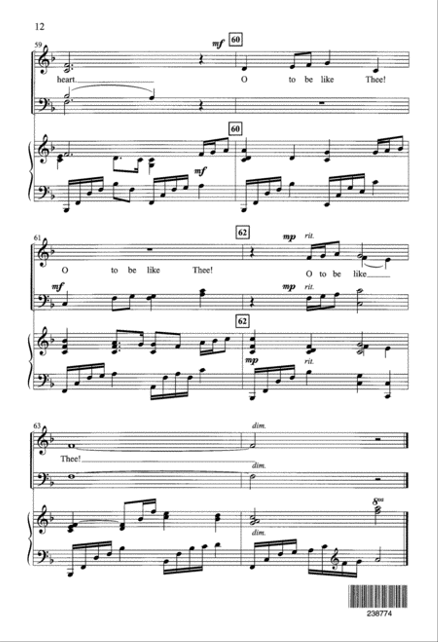 O to Be Like Thee (Digital Download) 4-Part scores gallery preview page 12