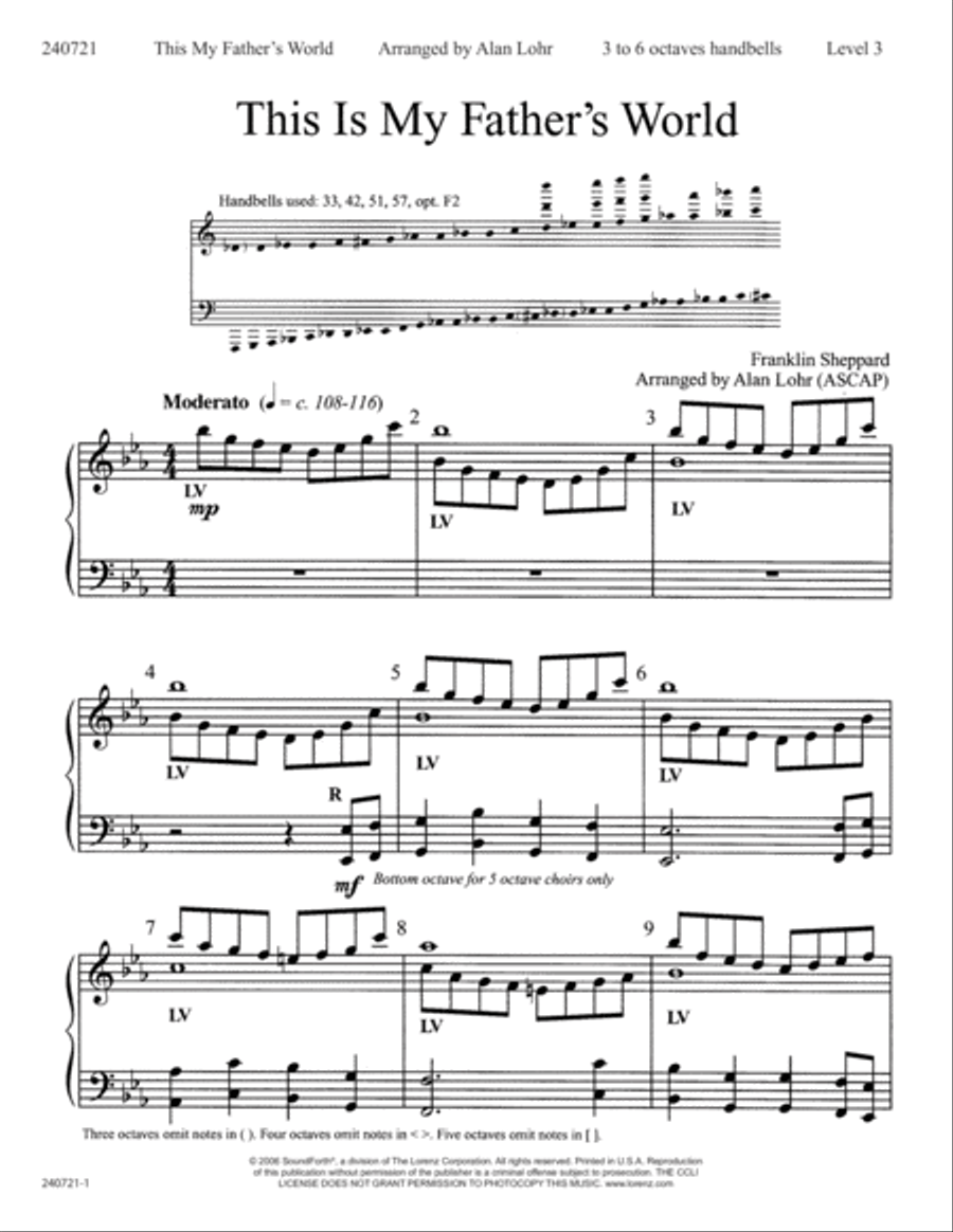 This Is My Father's World (Digital Download) 5-Octaves scores gallery preview page 1