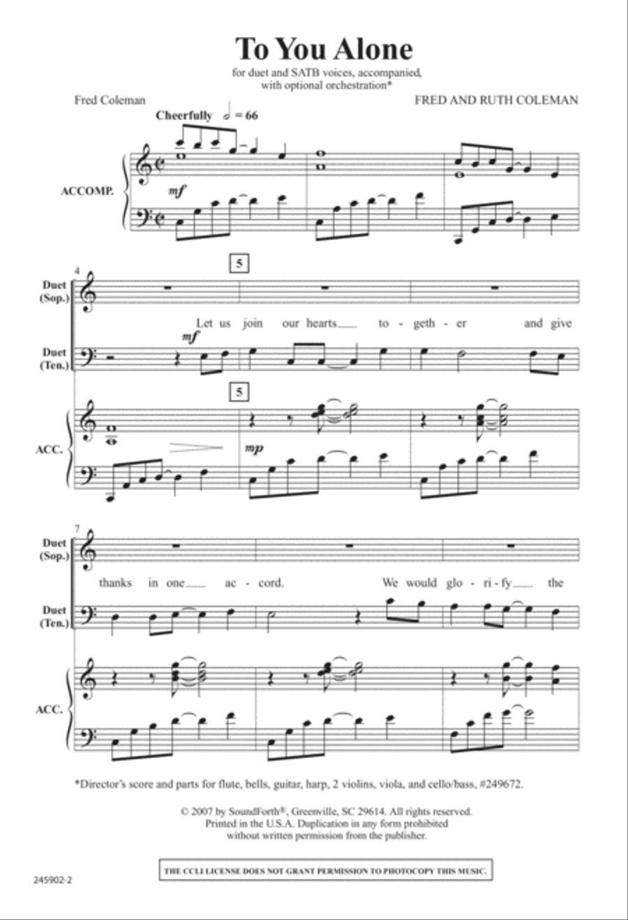 To You Alone (Digital Download) 4-Part scores gallery preview page 2