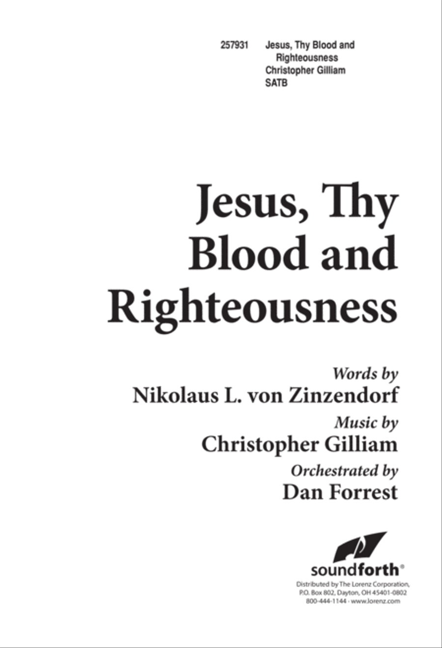 Jesus, Thy Blood and Righteousness (Digital Download) 4-Part scores gallery preview page 1