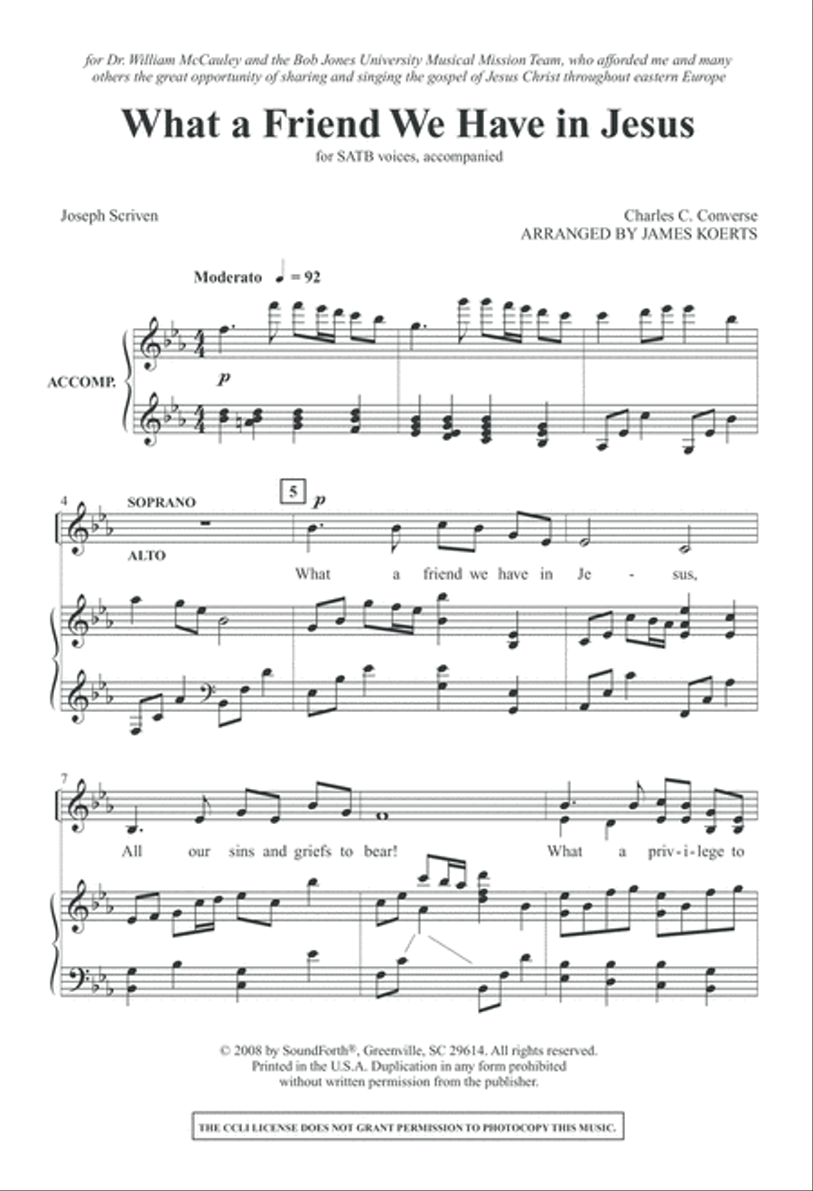 What a Friend We Have in Jesus (Digital Download) 4-Part scores gallery preview page 2
