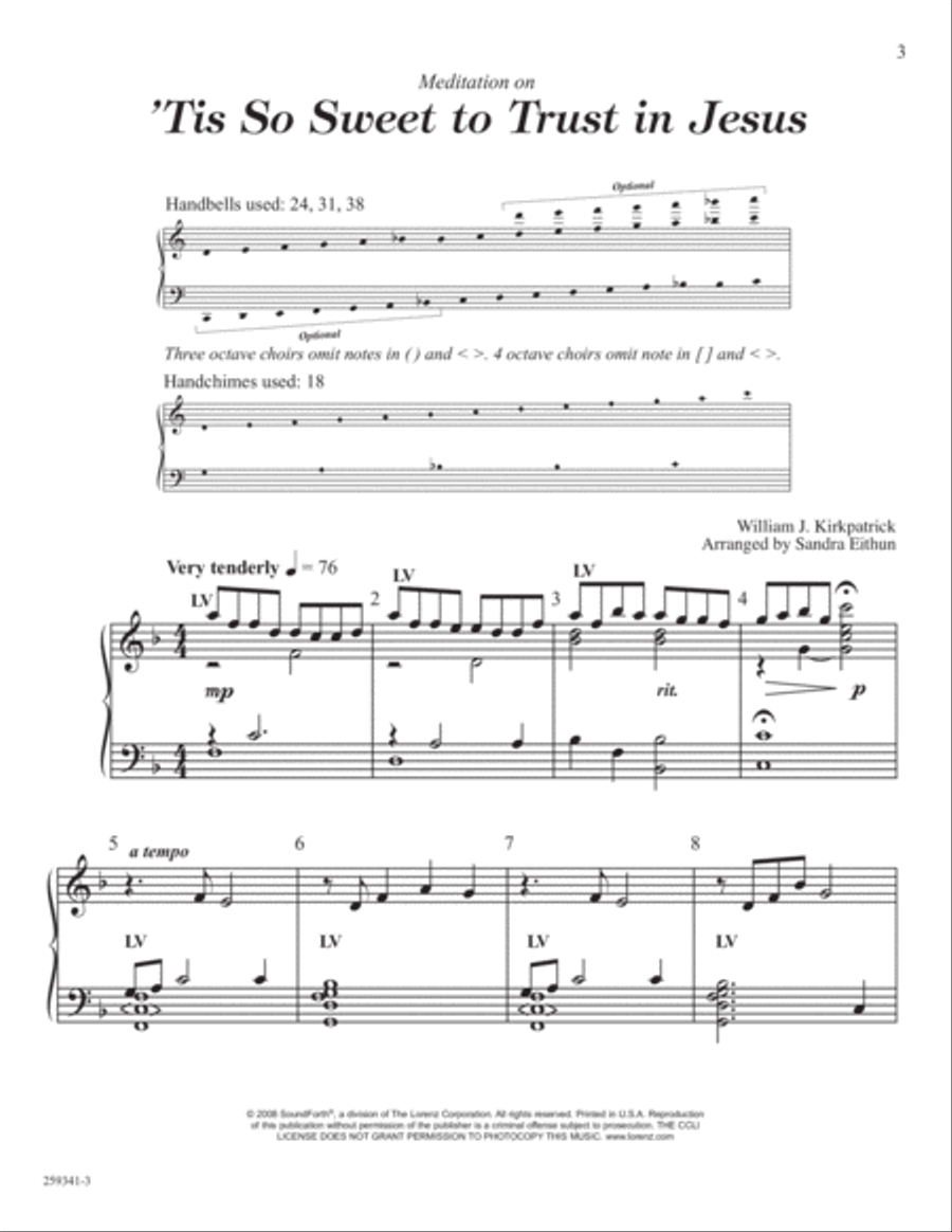 Meditation on 'Tis So Sweet to Trust in Jesus (Digital Download) 5-Octaves scores gallery preview page 3
