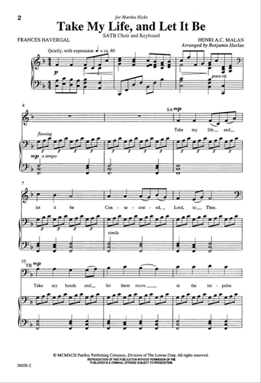 Take My Life and Let It Be (Digital Download) 4-Part scores gallery preview page 2
