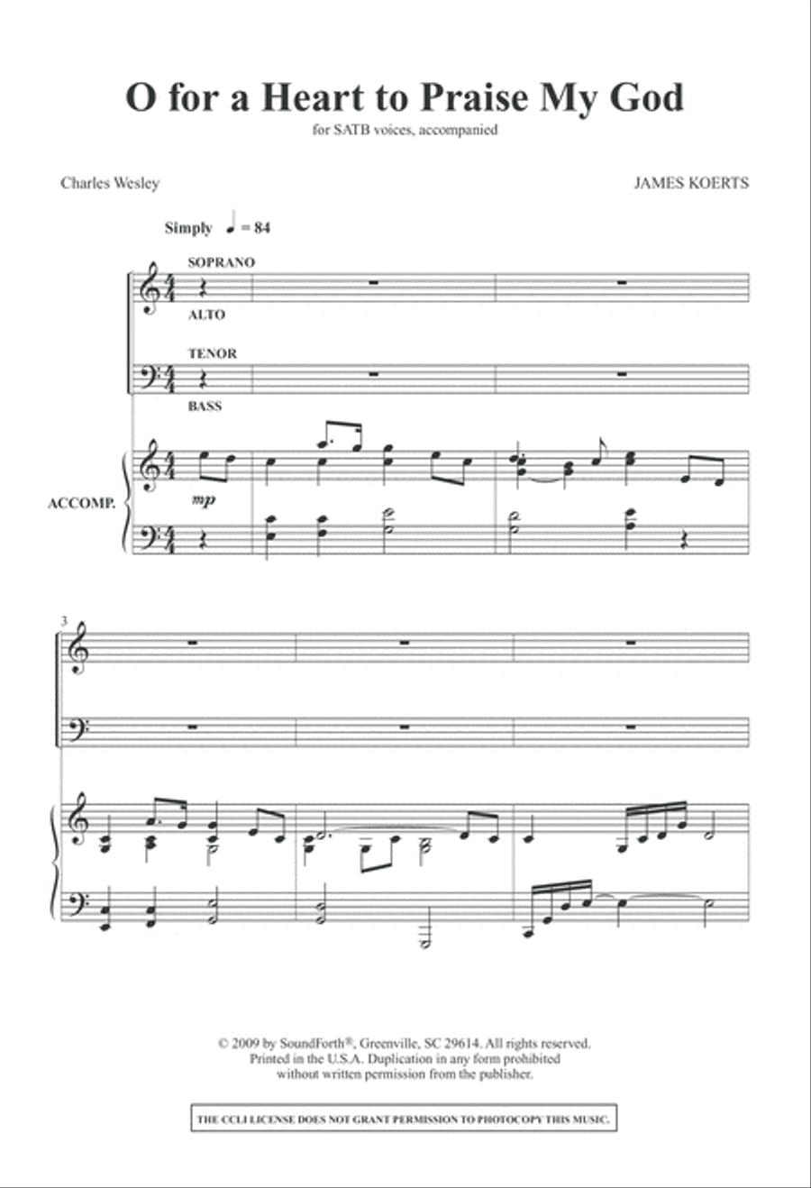 O For a Heart To Praise My God (Digital Download) 4-Part scores gallery preview page 2