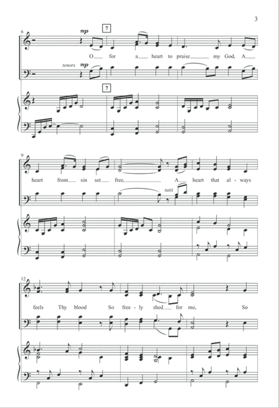 O For a Heart To Praise My God (Digital Download) 4-Part scores gallery preview page 3