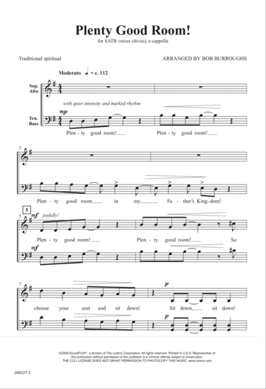 Plenty Good Room! (Digital Download) 4-Part scores gallery preview page 2