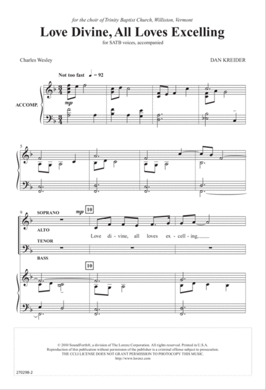 Love Divine, All Loves Excelling (Digital Download) 4-Part scores gallery preview page 2