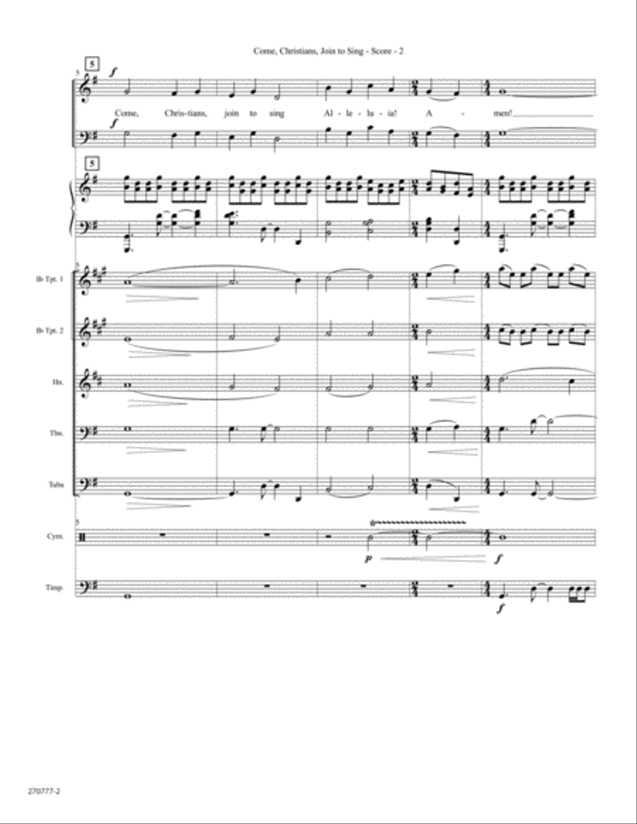 Come, Christians, Join to Sing - Brass and Percussion Score and Parts - Digital Horn scores gallery preview page 2