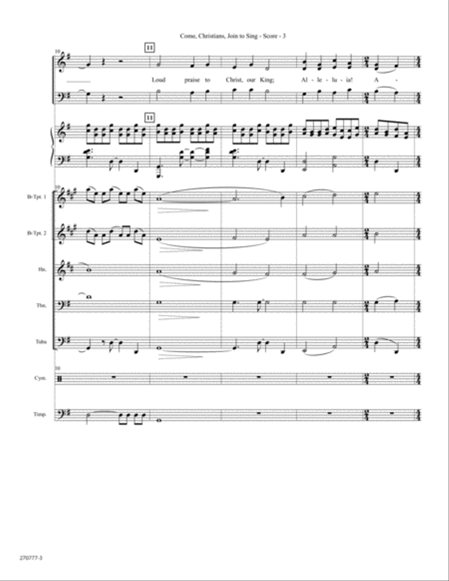 Come, Christians, Join to Sing - Brass and Percussion Score and Parts - Digital Horn scores gallery preview page 3