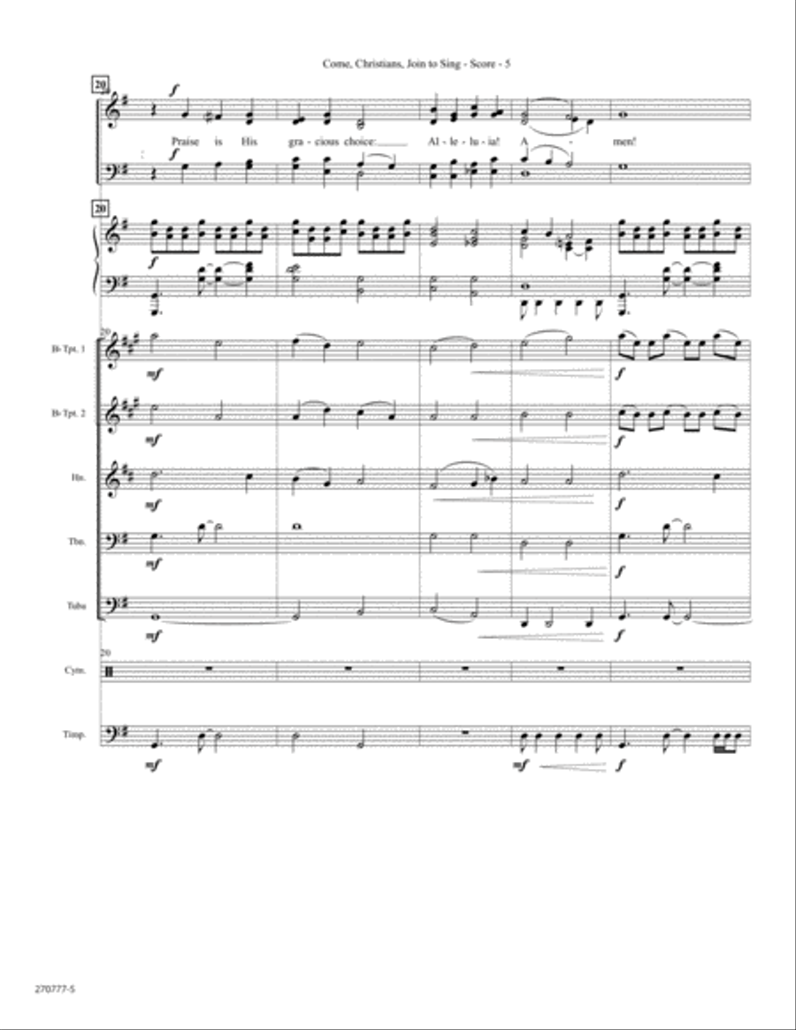 Come, Christians, Join to Sing - Brass and Percussion Score and Parts - Digital Horn scores gallery preview page 5
