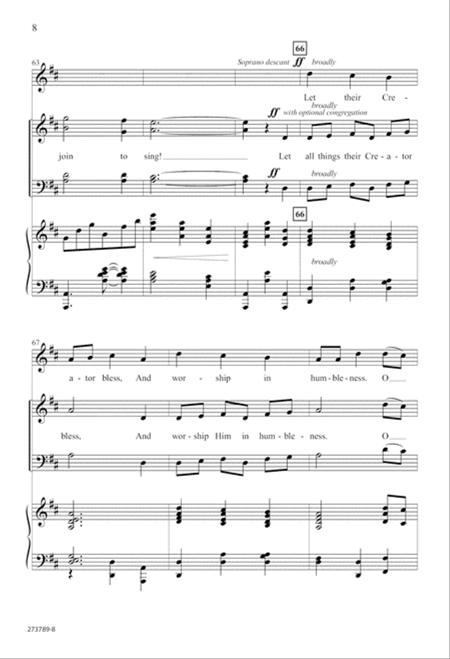 All Creatures of Our God and King (Digital Download) 4-Part scores gallery preview page 8