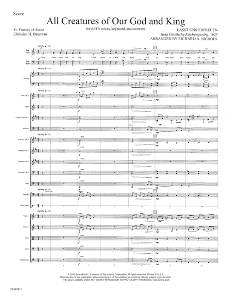All Creatures of Our God and King - Orchestral Score and Parts Orchestra scores gallery preview page 1