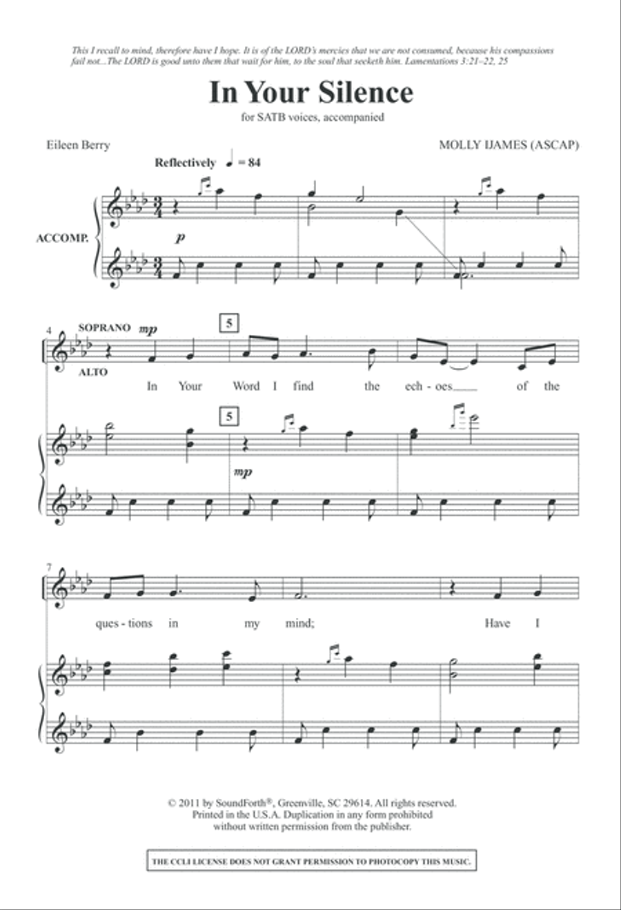 In Your Silence (Digital Download) 4-Part scores gallery preview page 3