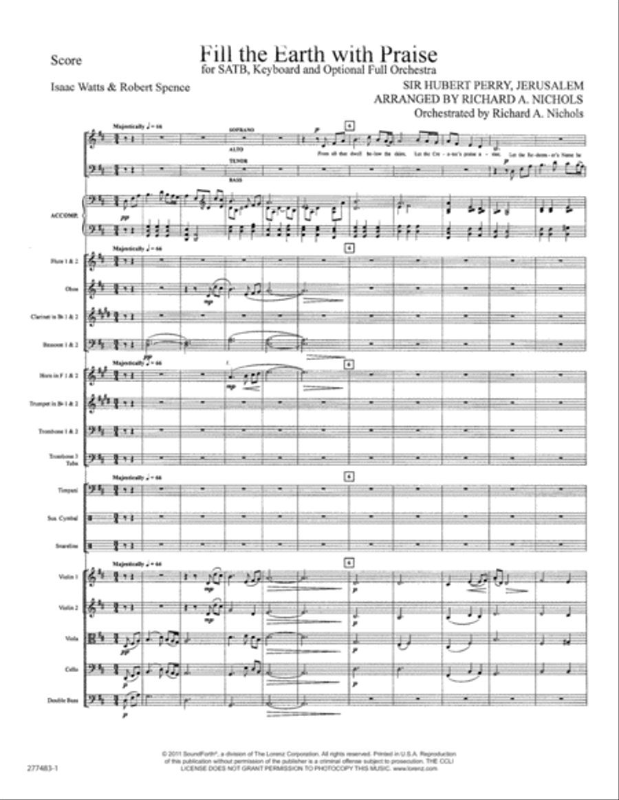 Fill the Earth with Praise - Orchestral Score and Parts (Digital Download) Orchestra scores gallery preview page 2