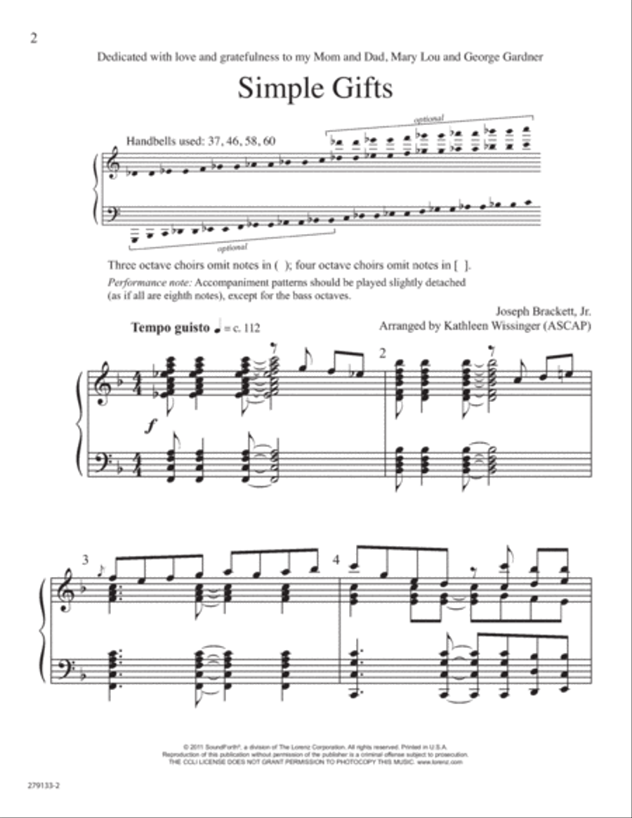 Simple Gifts (Digital Download) 5-Octaves scores gallery preview page 2