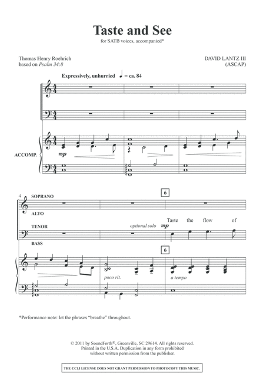 Taste and See - Anthem (Digital Download) 4-Part scores gallery preview page 3